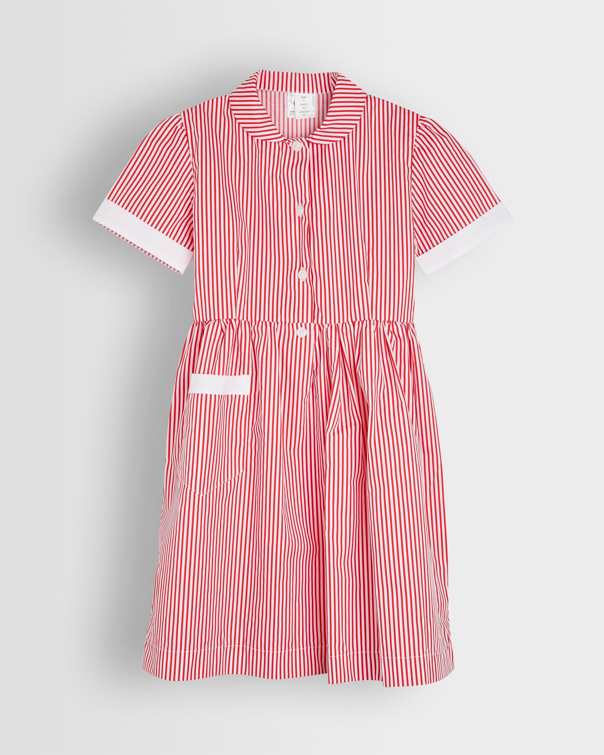 Red and white pinstripe clearance dress