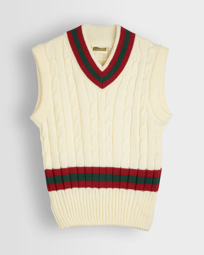 White Sleeveless Cricket Jumper