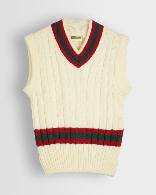 White Sleeveless Cricket Jumper