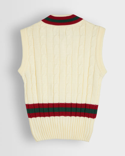 White Sleeveless Cricket Jumper