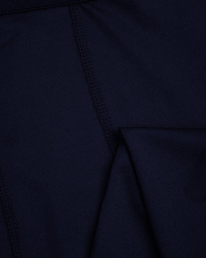 Close up of navy blue unisex base leggings fabric