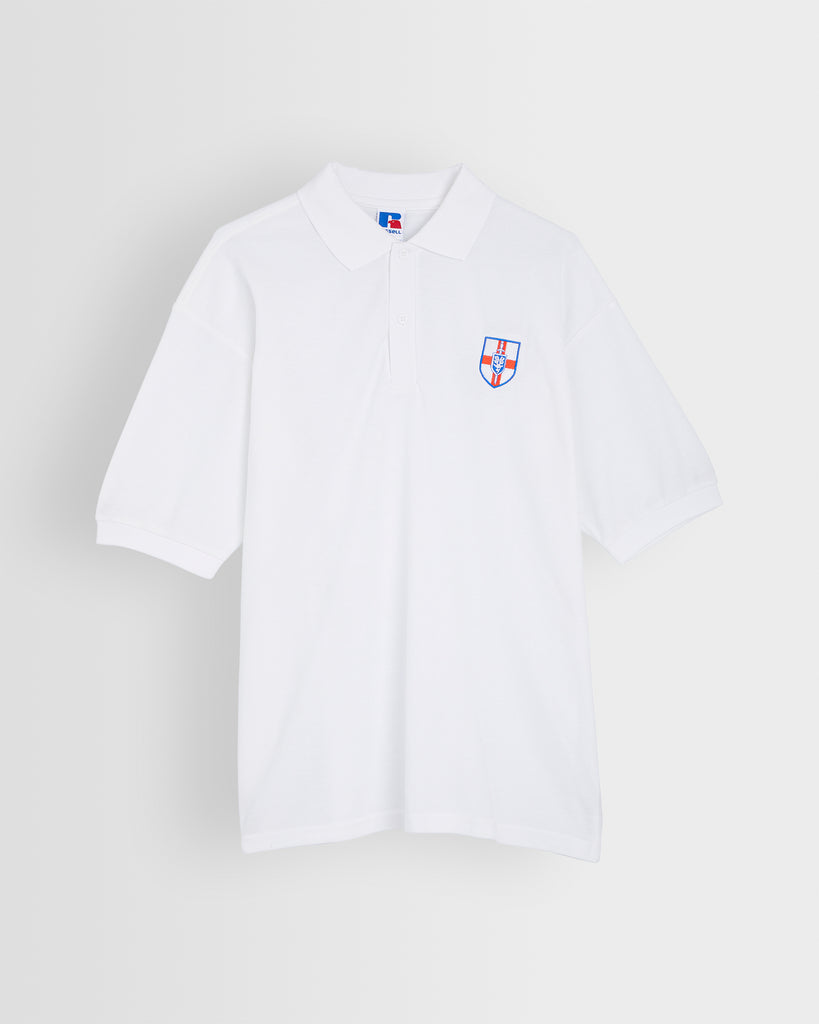 Unisex White Summer Polo Shirt New Logo- Year 7 and 8