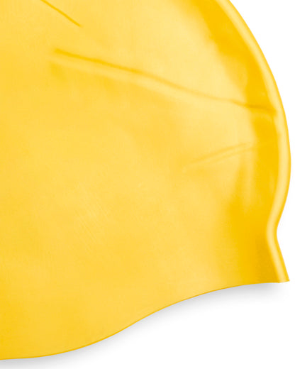 Close up of yellow swim cap
