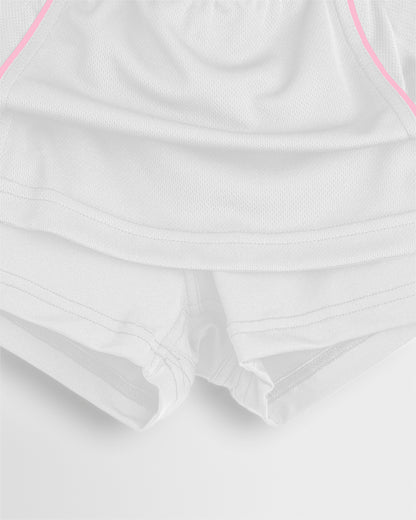 Girls White-Pink PE-Tennis Skort