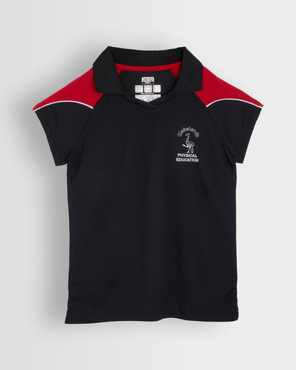 Girls Black-Red Sports Polo Shirt