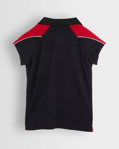 Girls Black-Red Sports Polo Shirt