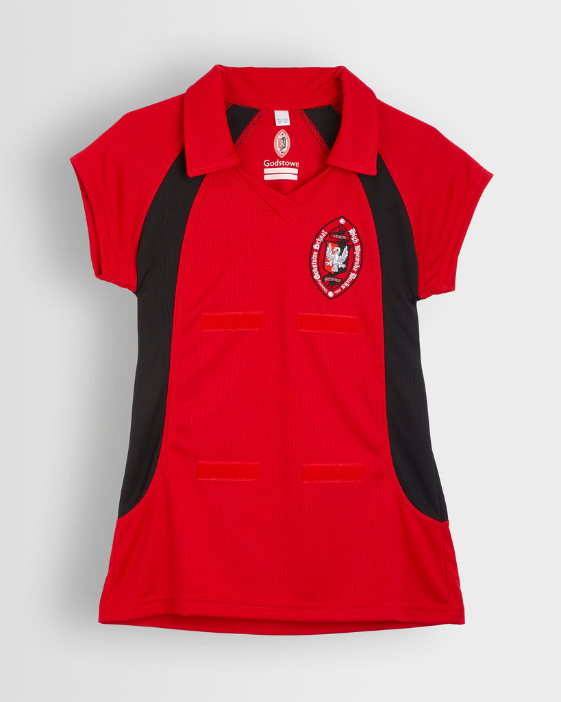 Girls Red/Black PE Top with Velcro