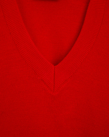 Unisex Red V Neck Pullover