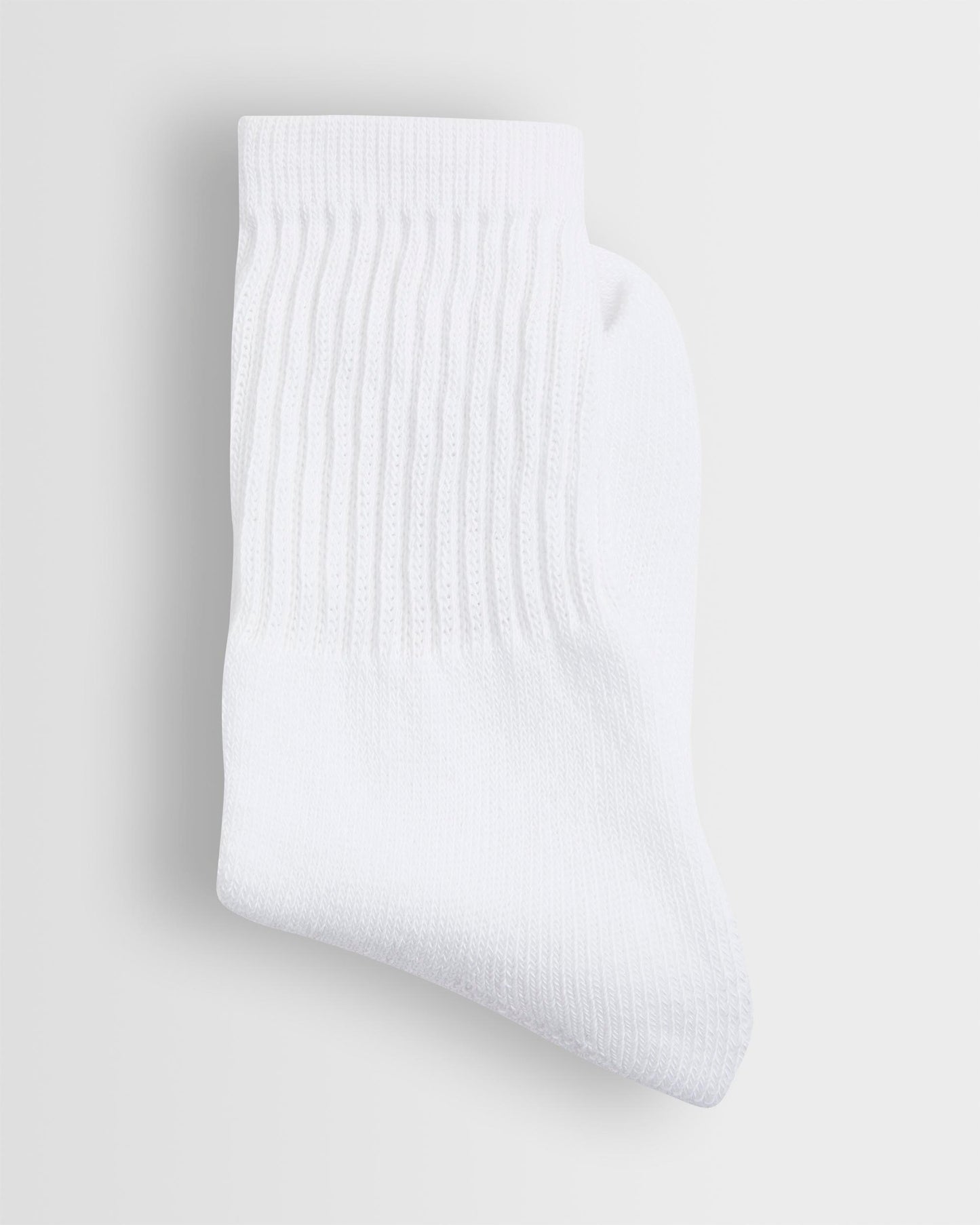 A single white sock with an elasticated support leg, cotton-rich fabric.