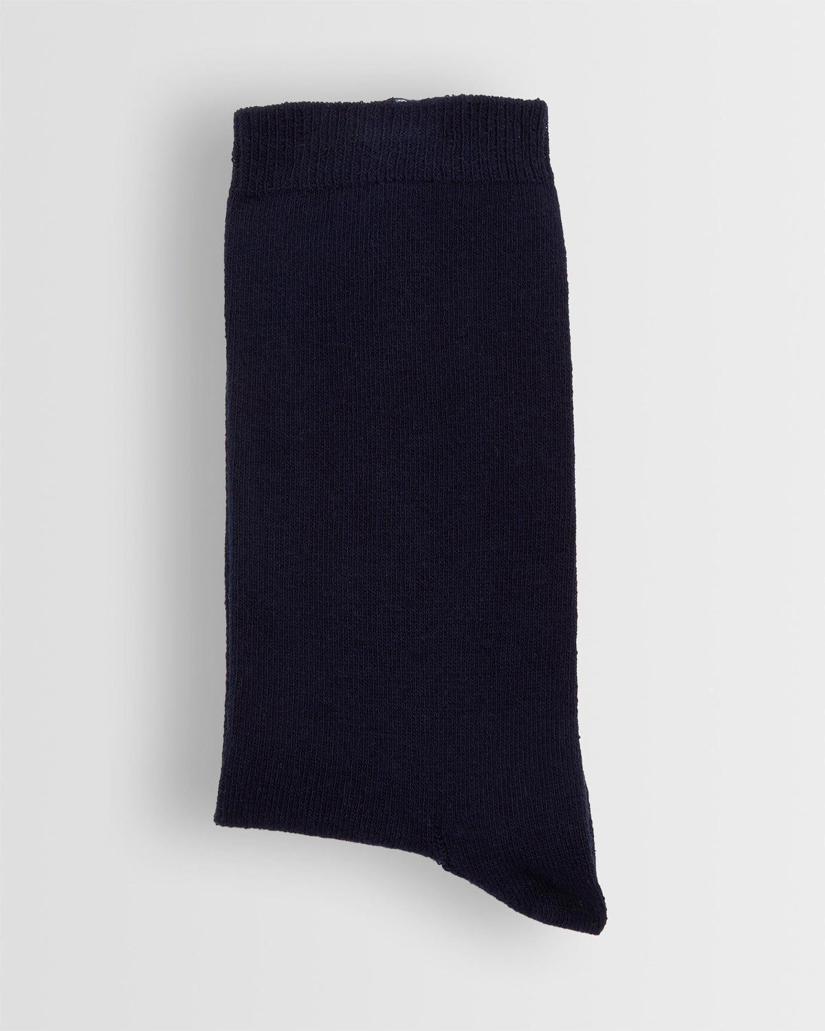 A single navy colored short sock.