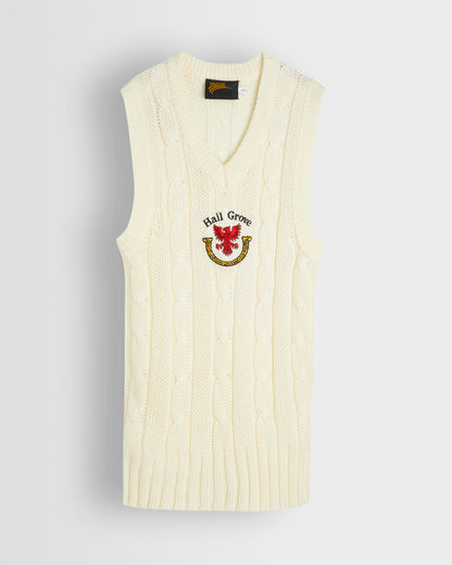 Unisex White Sleeveless Cricket Sweater