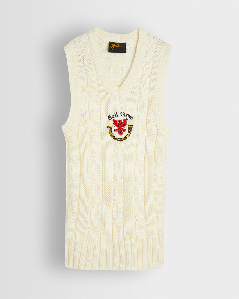 Unisex White Sleeveless Cricket Sweater