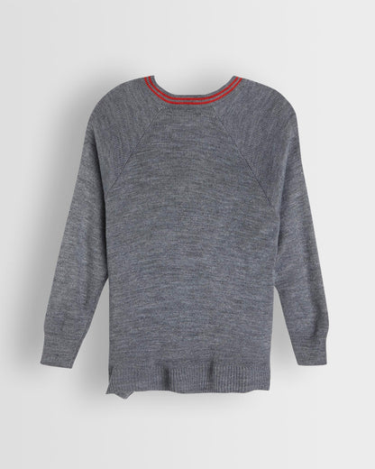 Unisex Grey Jumper with Red Trim