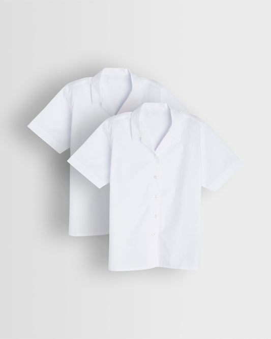Girls White Short Sleeved Blouse- Pack of 2