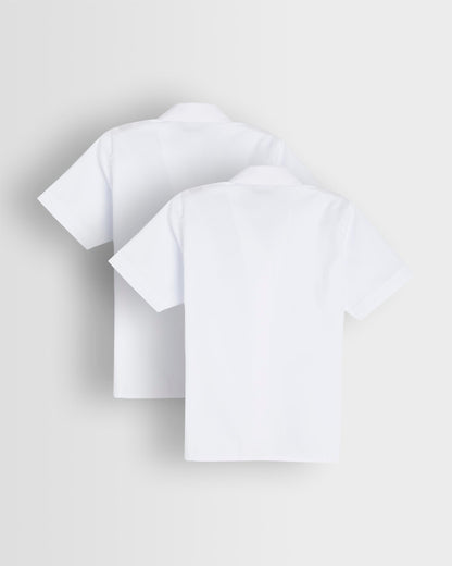 Girls White Rever Collar Short Sleeve Blouse- Pack of 2