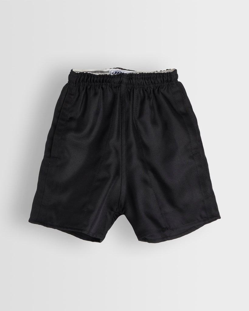 Boys Black Rugby Shorts with Tie Cord