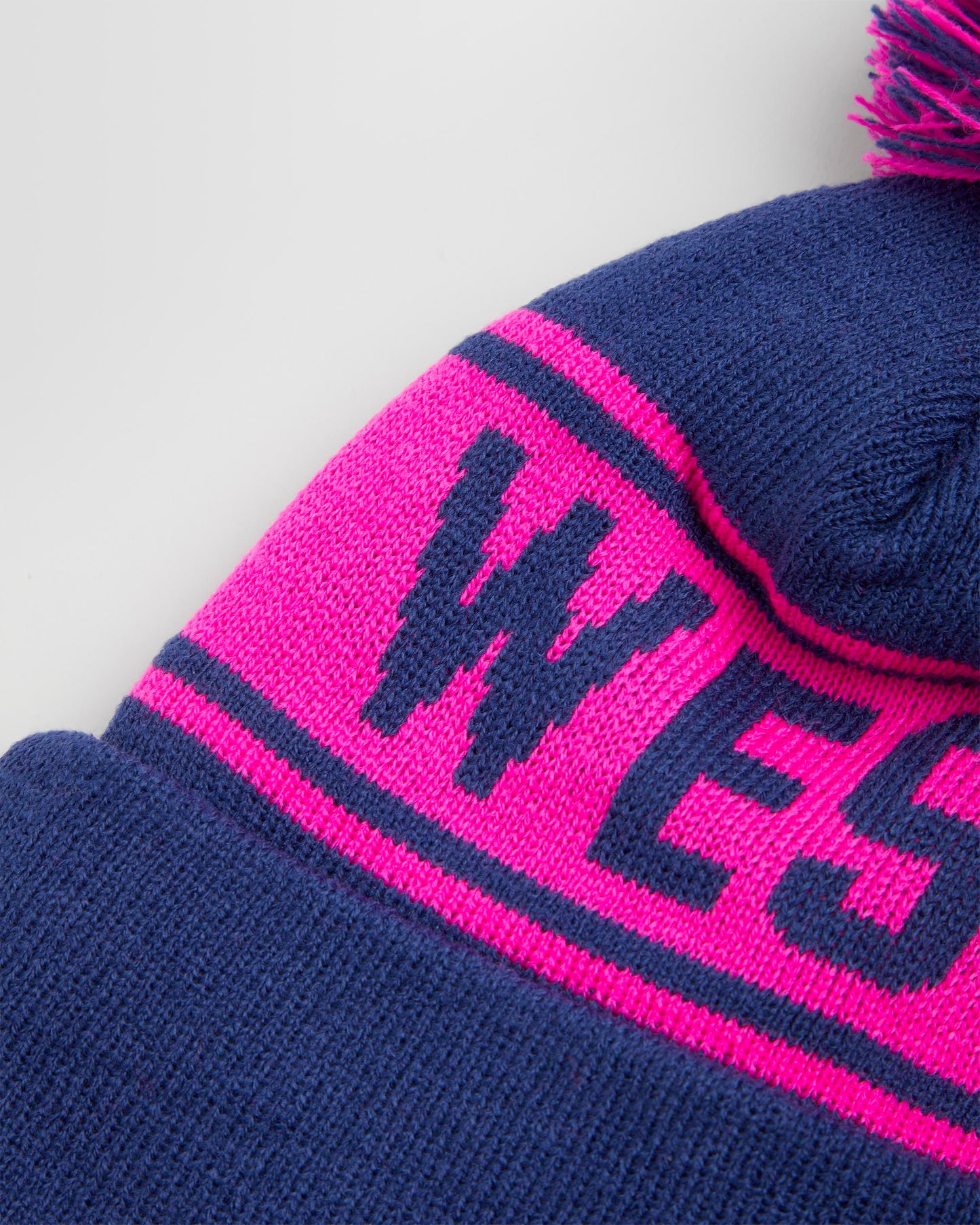Navy/Pink Bobble Hat