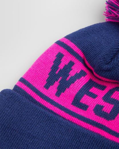 Navy/Pink Bobble Hat