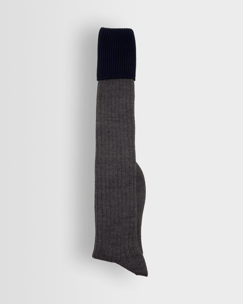 Boys Grey Long Sock with Navy Tot