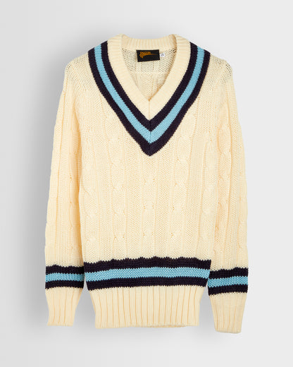 Boys White Cricket Sweater