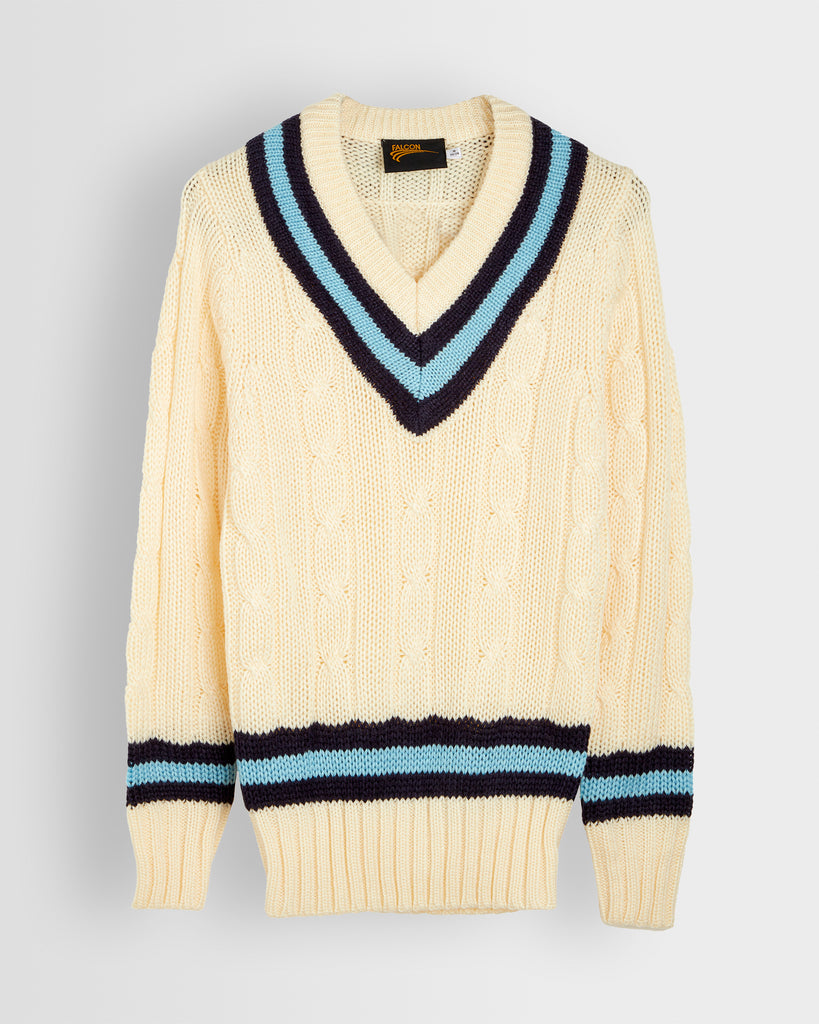 Boys White Cricket Sweater