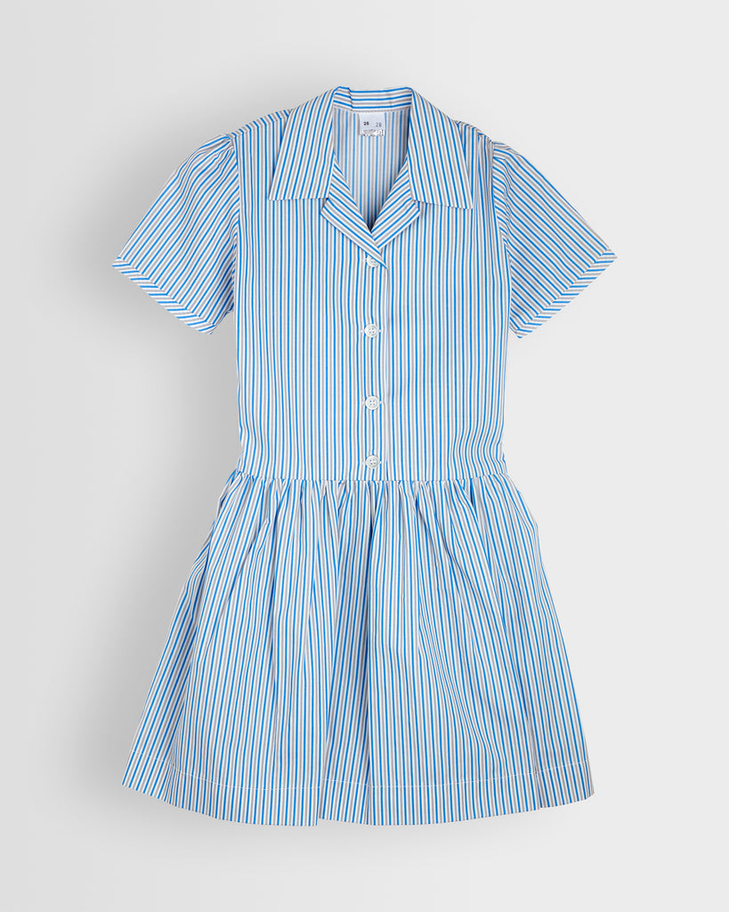 Girls White/Blue Striped Summer Dress