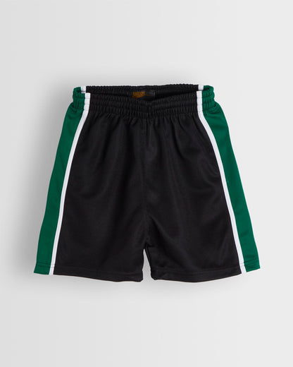 Unisex Black-Green PE Shorts