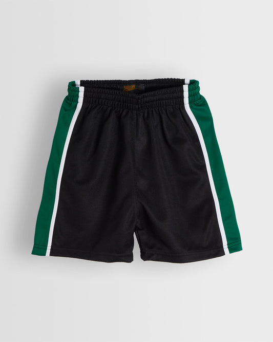 Unisex Black-Green PE Shorts