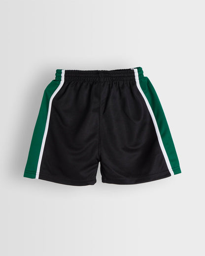 Unisex Black-Green PE Shorts