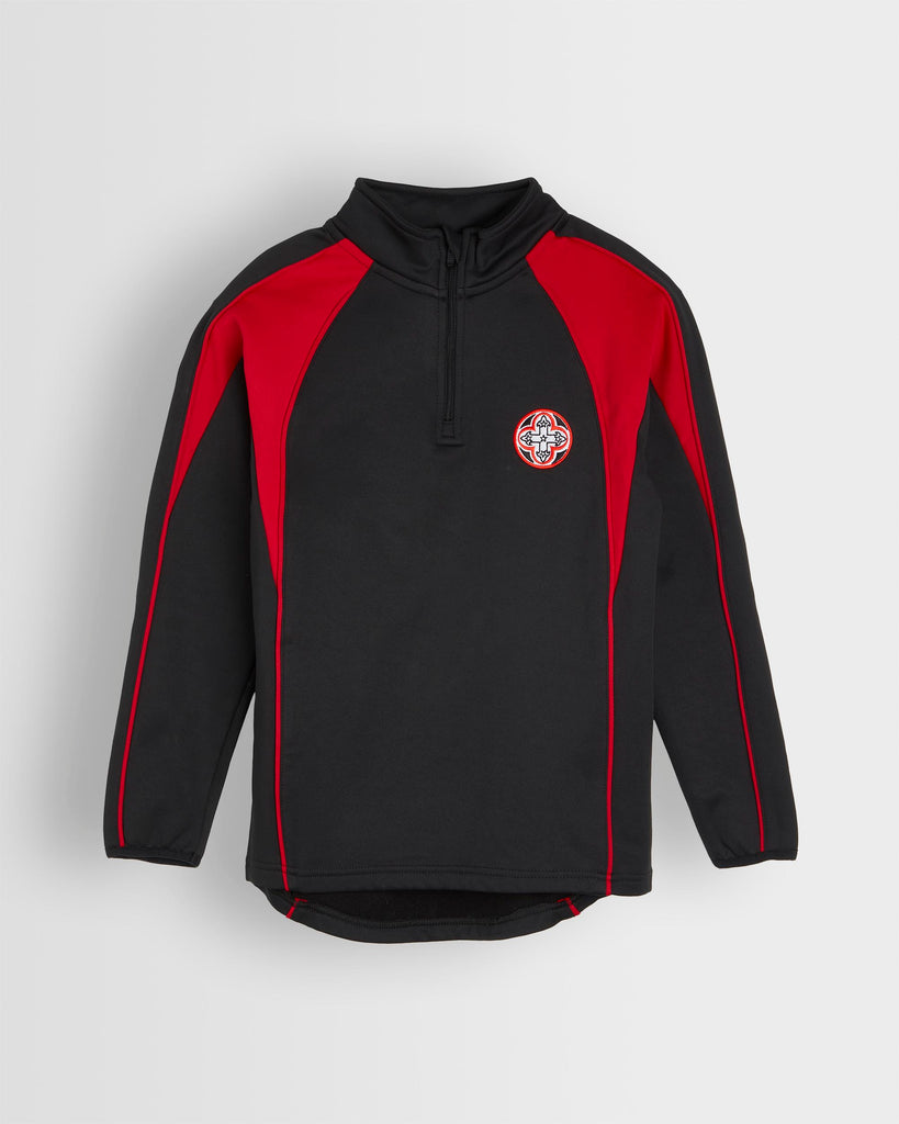 Girls Black/Red Netball Midlayer top (Optional)