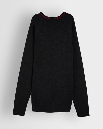 Charcoal Grey V Neck Jumper