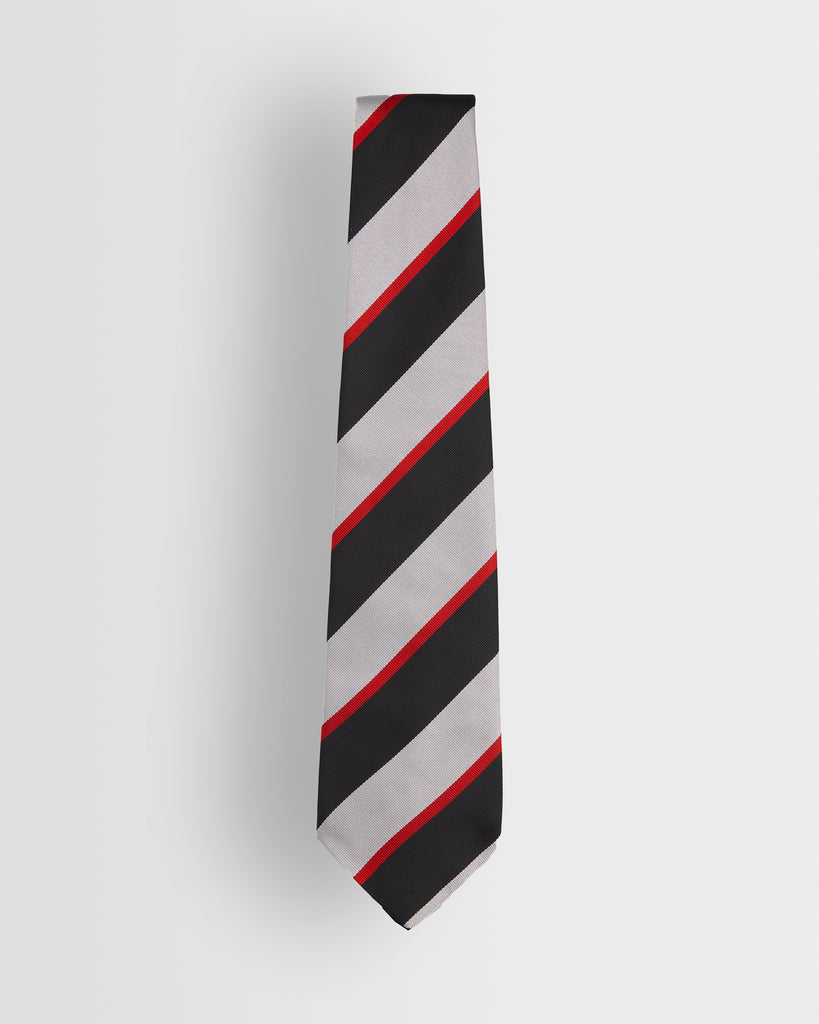 Black/Silver/Red OA Silk Summer Tie (Uniform B)
