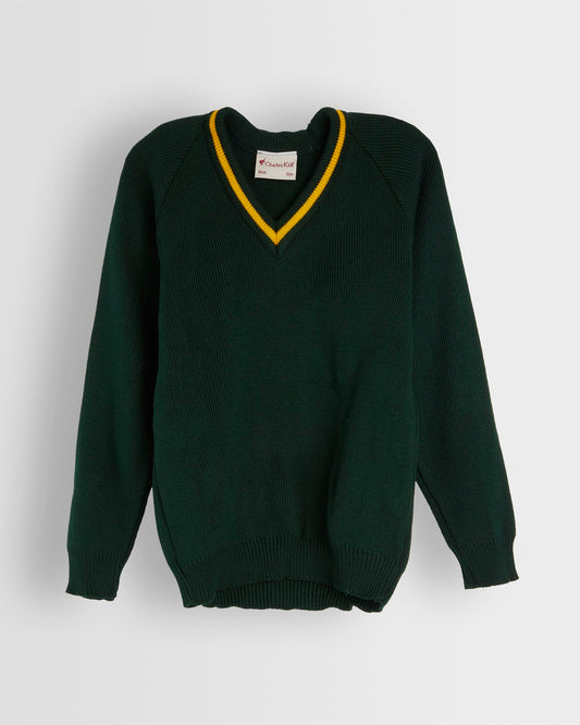 Unisex Green V Neck Jumper
