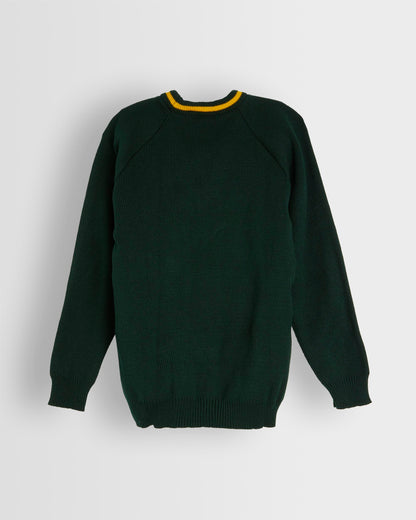 Unisex Green V Neck Jumper