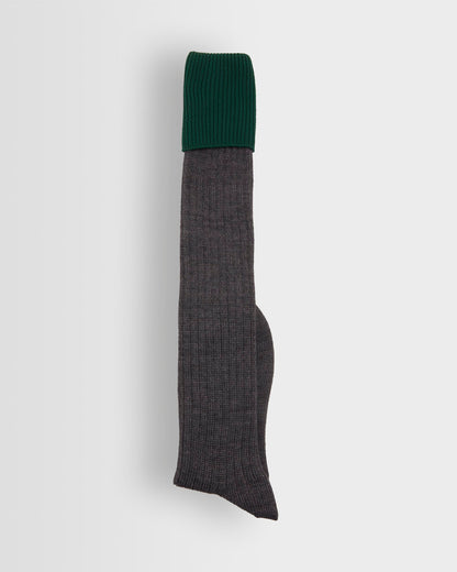 Boys Long Grey Socks with Green Tot