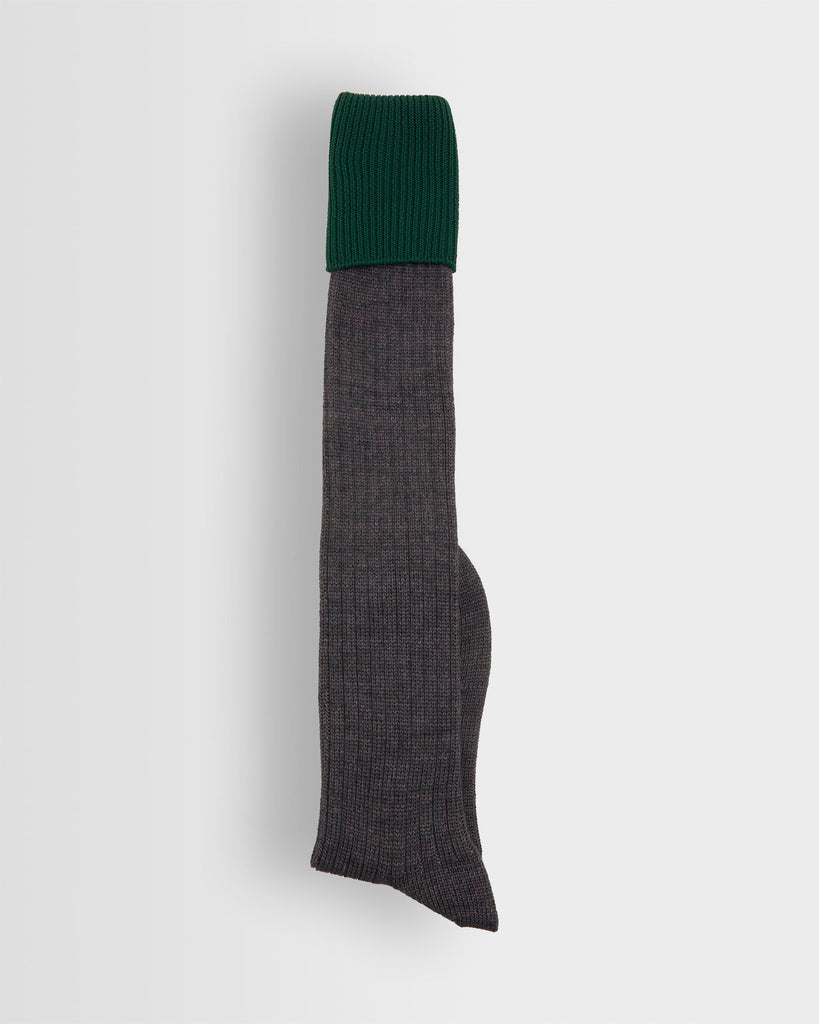 Boys Long Grey Socks with Green Tot