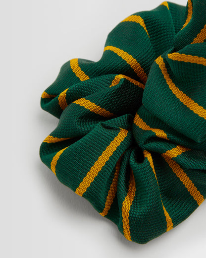 Girls Green/Gold Striped Scrunchie