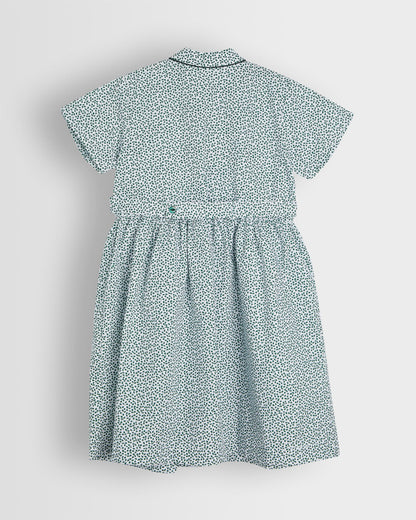 Girls Green-White Ivy Summer Dress