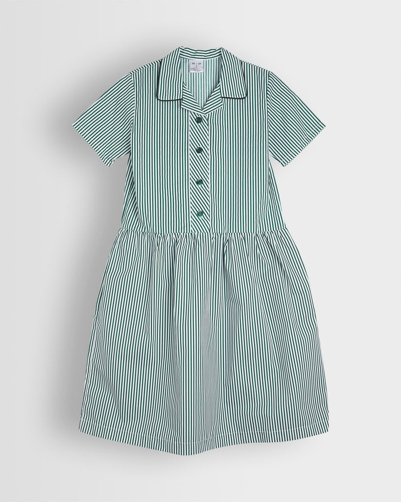 Girls Green/White Striped Summer Dress- Upper School