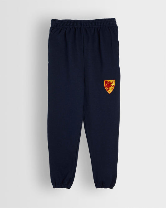French Navy Russell Elasticated Hem Jog Pants Moulsford Cress on Right Leg Front