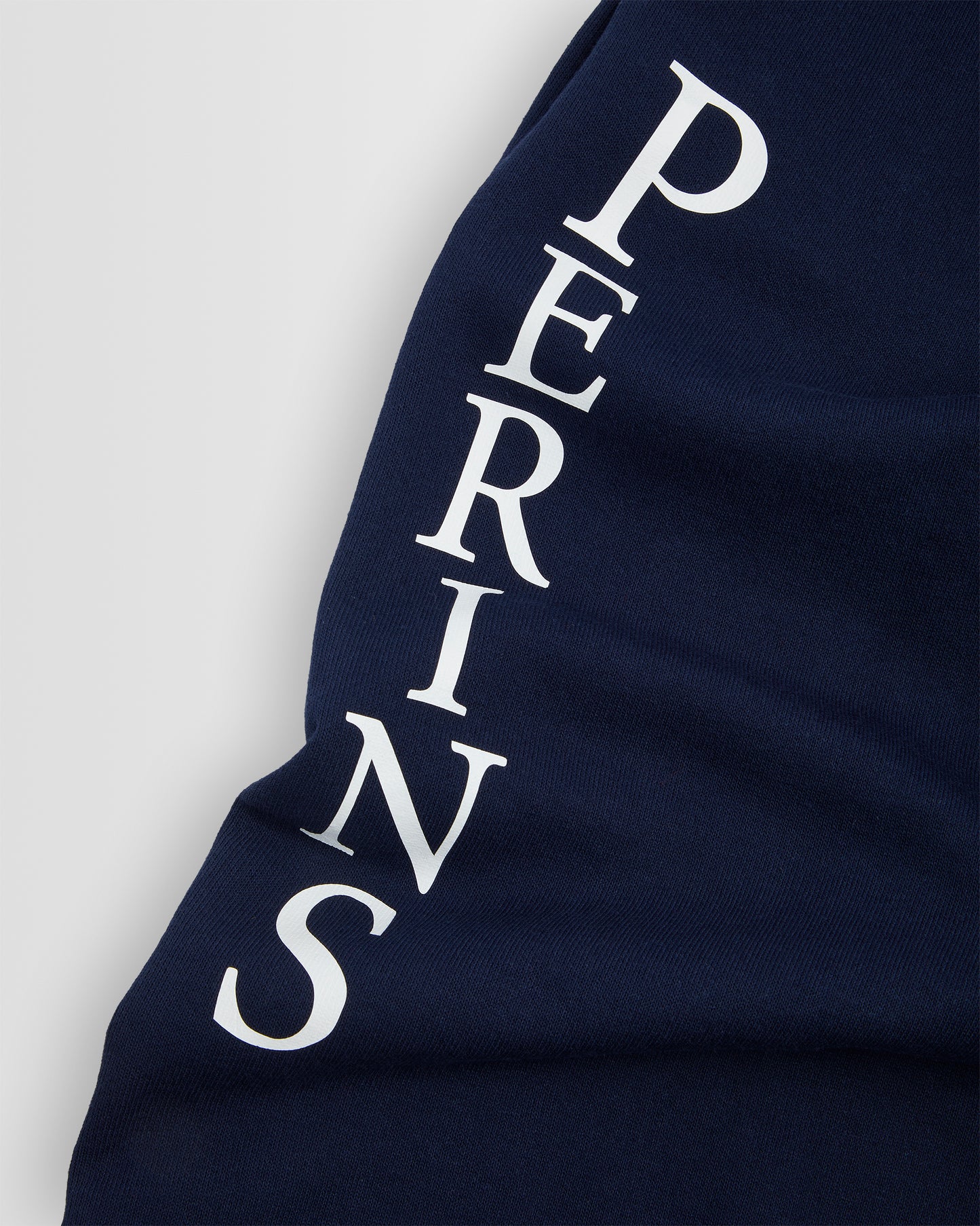 Deep Navy Fruit of the Loom Elasticated Hem Jog Pants Perins White Print Down Left Leg