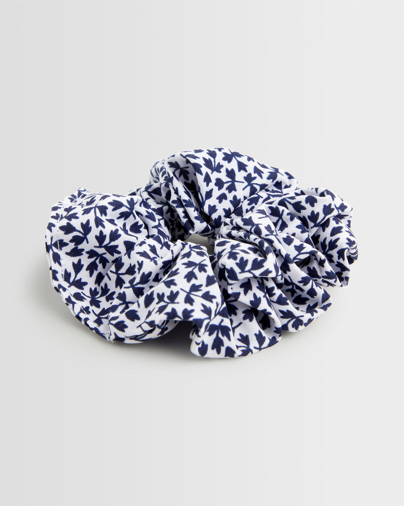 Girls White/Blue Floral Summer Scrunchie