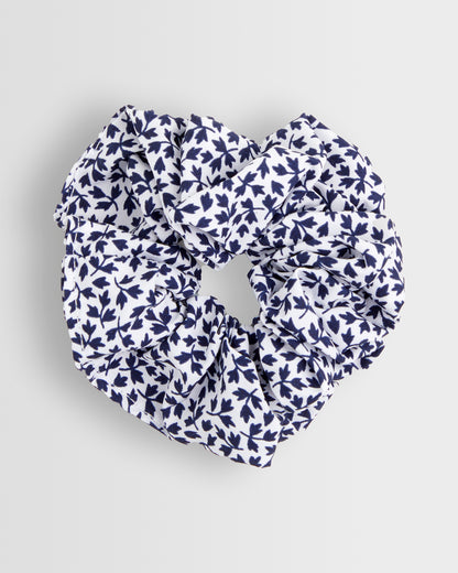 Girls White/Blue Floral Summer Scrunchie