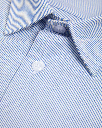 Boys Blue-White Stripe Long Sleeved Shirt