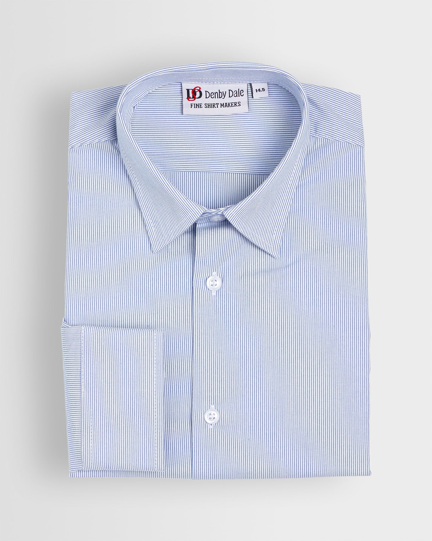 Boys Blue-White Stripe Long Sleeved Shirt