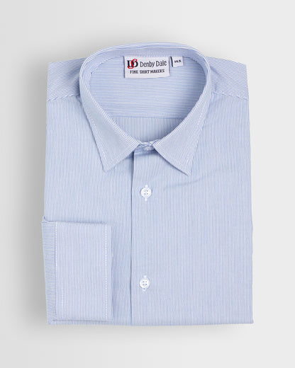 Boys Blue-White Stripe Long Sleeved Shirt