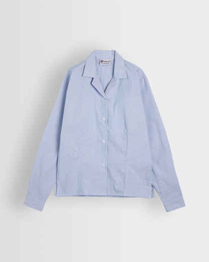 Girls Blue-White Striped Long Sleeved Blouse