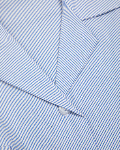 Girls Blue-White Striped Long Sleeved Blouse