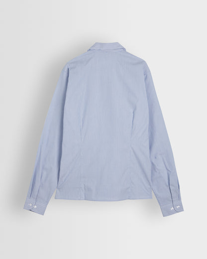 Girls Blue-White Striped Long Sleeved Blouse