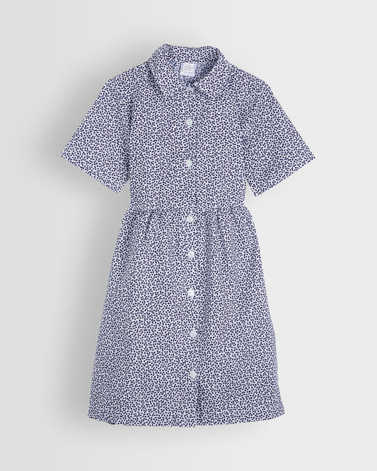 Girls White-Blue Floral Summer Dress